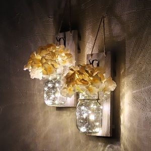 New in Box Set of 2 Mason Jar Sconces